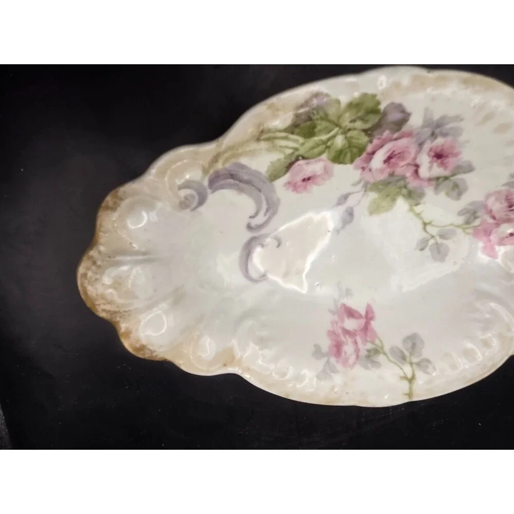 Antique Limoges France WG and Co Porcelain Hand Painted Asparagus Plate Bowl
